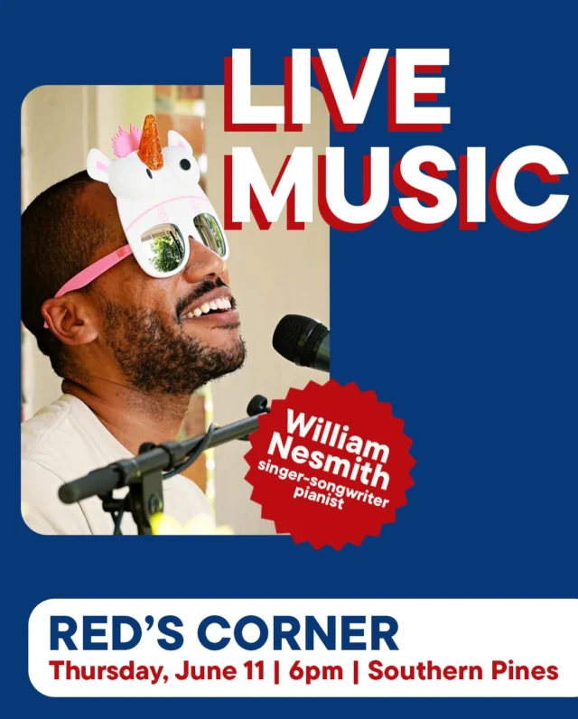 ⌨️ William Nesmith is bringing the music keys and vibes tonight. He’s live at Red’s at 6.
