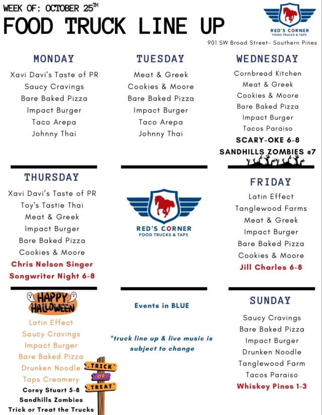 👻 Spooky but super fun week ahead at Red’s! We’ve got lots to celebrate this season with!